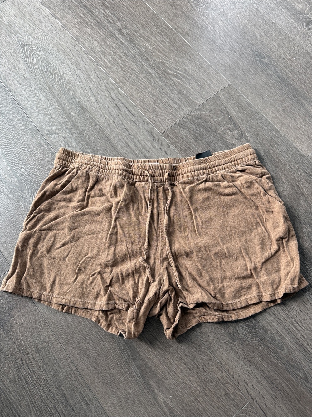 H&M Brown Elastic Waist Drawstring Athletic Shorts